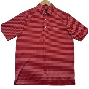 Trump Golf Polo Shirt Greg Norman Red White Striped Men's Small Play Dry